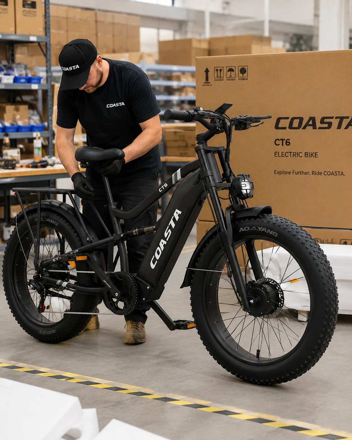 COASTA CT6 electric bike assembly and pre-shipment preparation