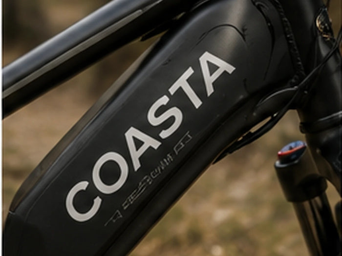 Close-up of the COASTA CT6 frame logo