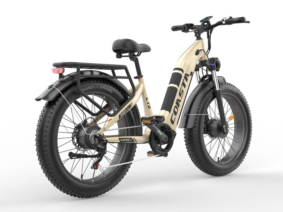 Integrated Safety Lights feature on COASTA CT2 Dual Motor Fat Tire Electric Bike for Adults