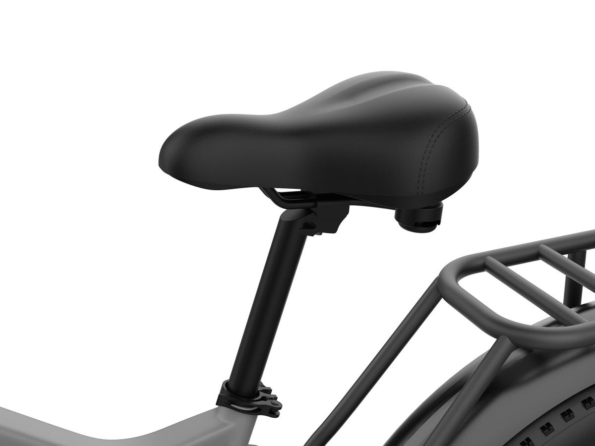 Built to smooth out rough roads. ride comfort detail on COASTA CT6 5000W Dual Motor Fat Tire Off-Road Electric Bike