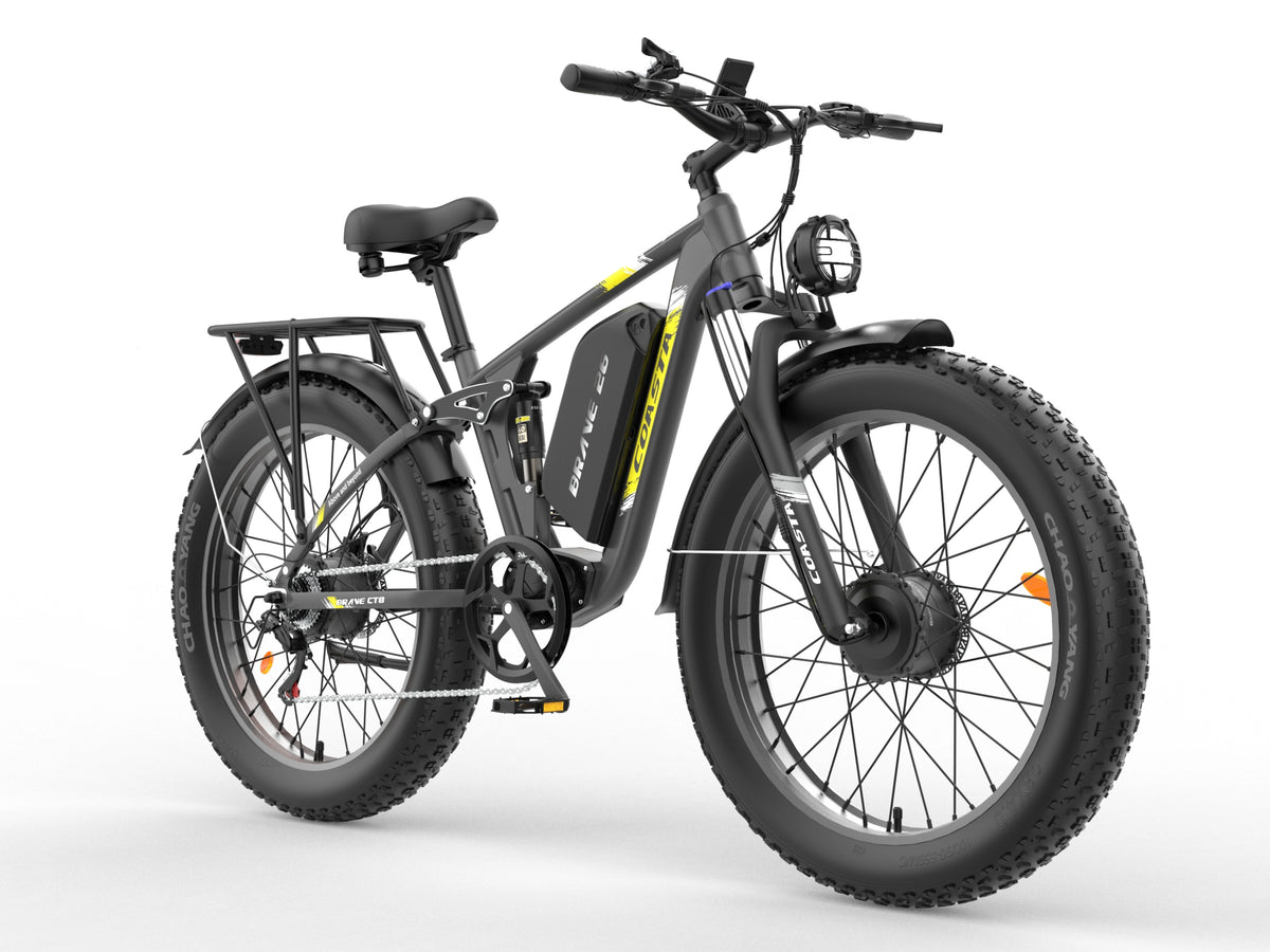 Go Farther Between Charges battery and range detail on COASTA CT8 5000W Dual Motor All-Terrain Fat Tire Electric Bike