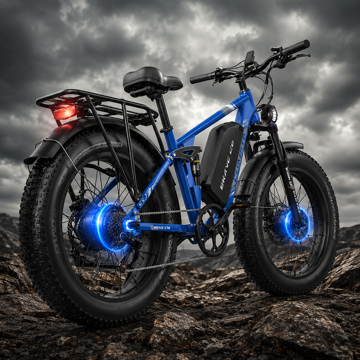 Power That Takes On Any Terrain performance detail on COASTA CT8 5000W Dual Motor All-Terrain Fat Tire Electric Bike