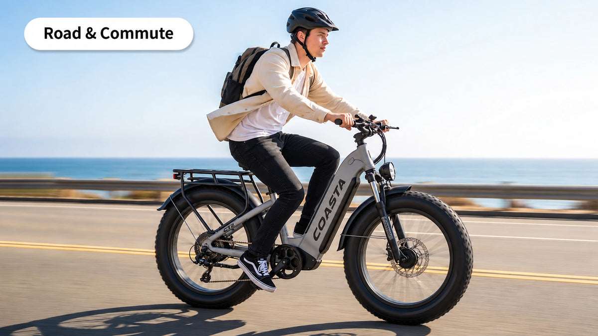 COASTA CT2 6000W Dual Motor Fat Tire Electric Bike | 41 MPH – Trails & Forests