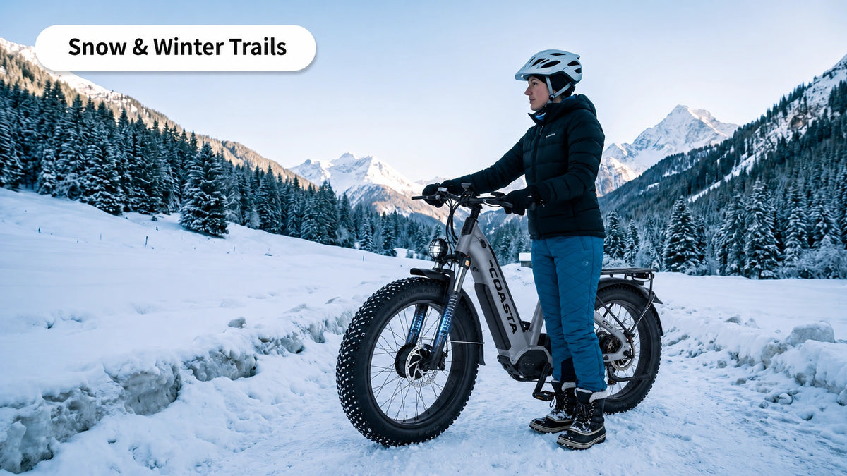 COASTA CT2 6000W Dual Motor Fat Tire Electric Bike | 41 MPH – Overlanding & Camping