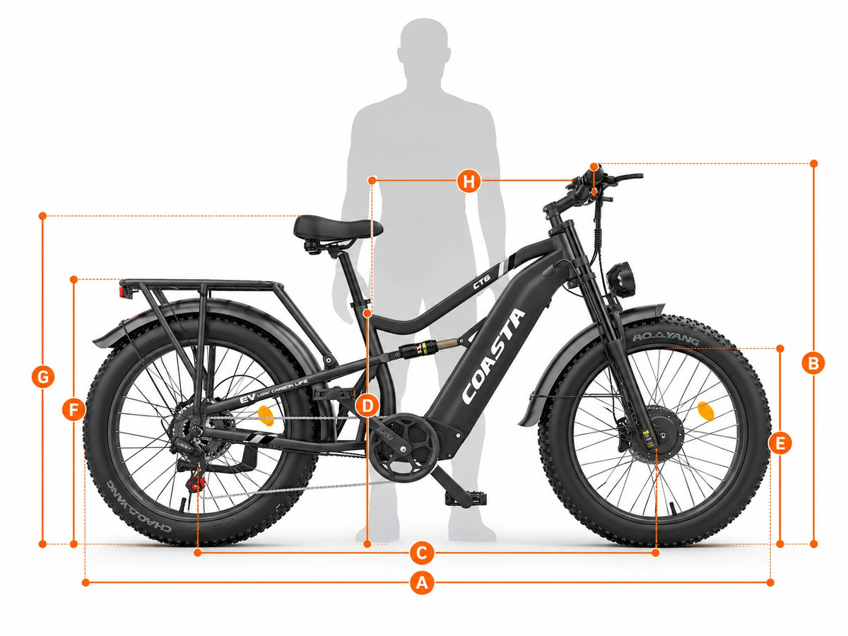 COASTA CT6 4000W Dual Motor Fat Tire Electric Bike | 40 MPH