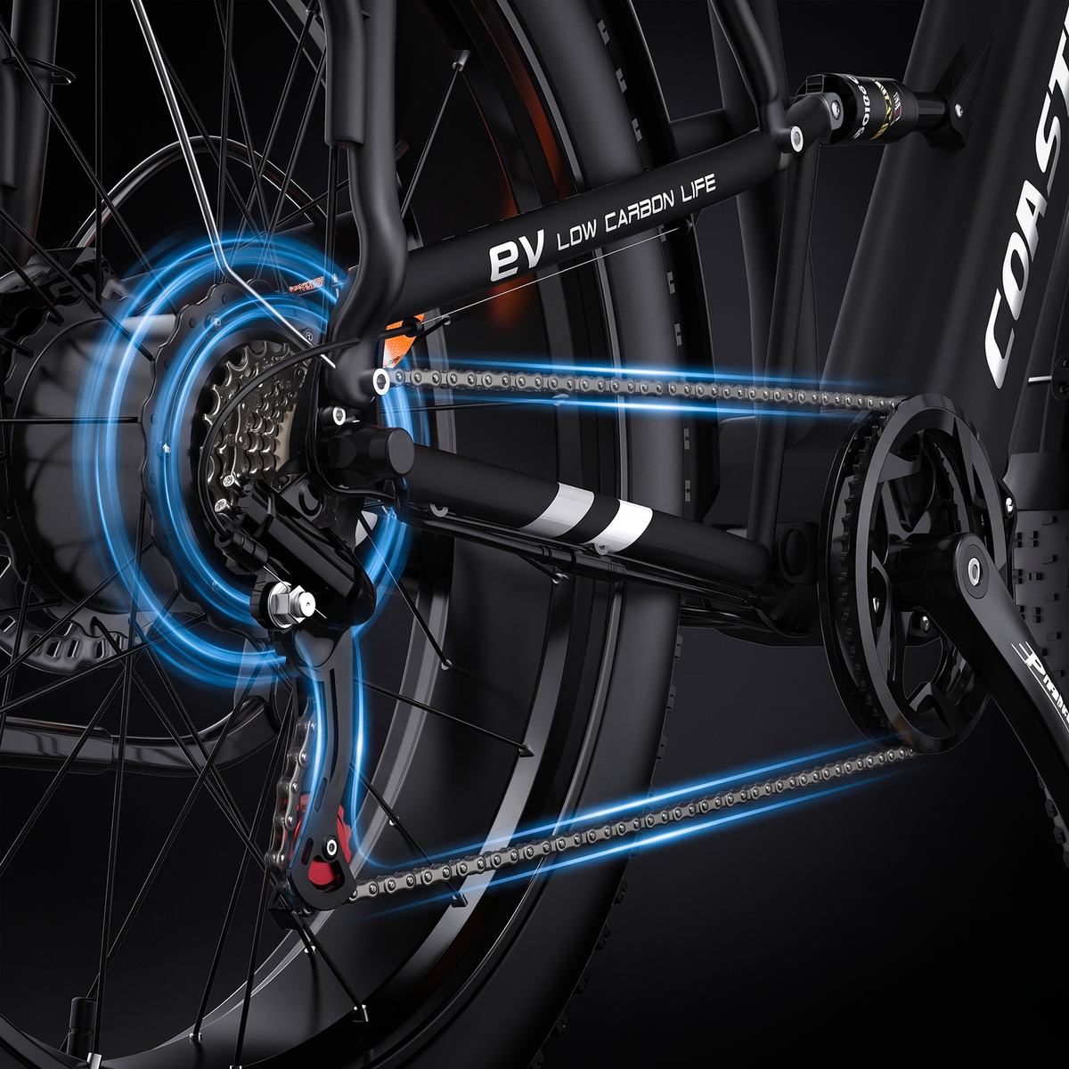 COASTA CT6 4000W Dual Motor Fat Tire Electric Bike | 40 MPH - 7-Speed Shifting detail